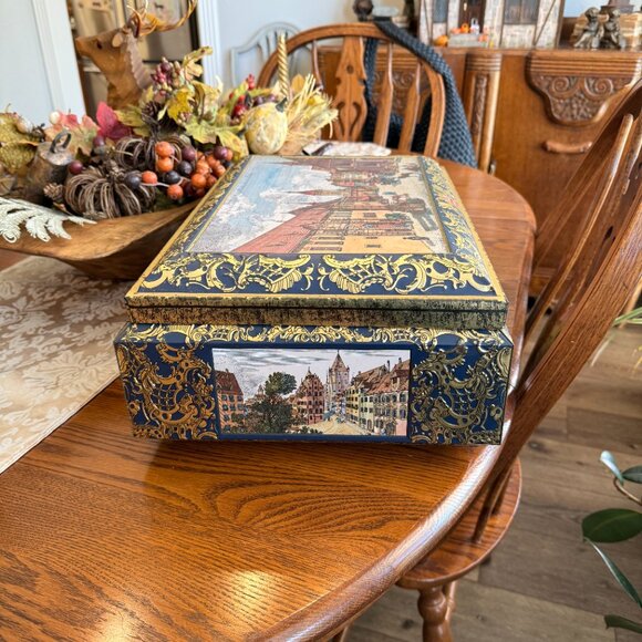 Large Vintage E. Otto Schmidt Cookie Tin Made in Germany - Picture 8 of 15